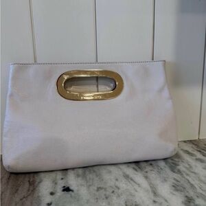 Michael Kors Cream Clutch with Gold Handle